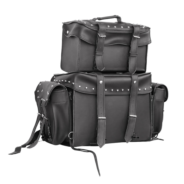 Studded Four Piece Motorcycle Touring Bag DS350S