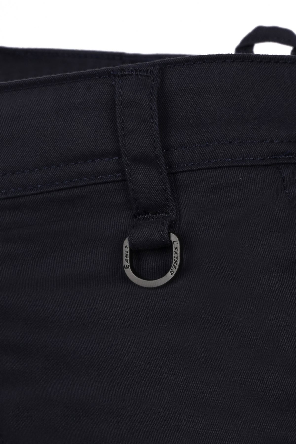 Eagle Leather Chino Mono-Layer Riding Pants in Blue, waist belt loop and D-ring detail