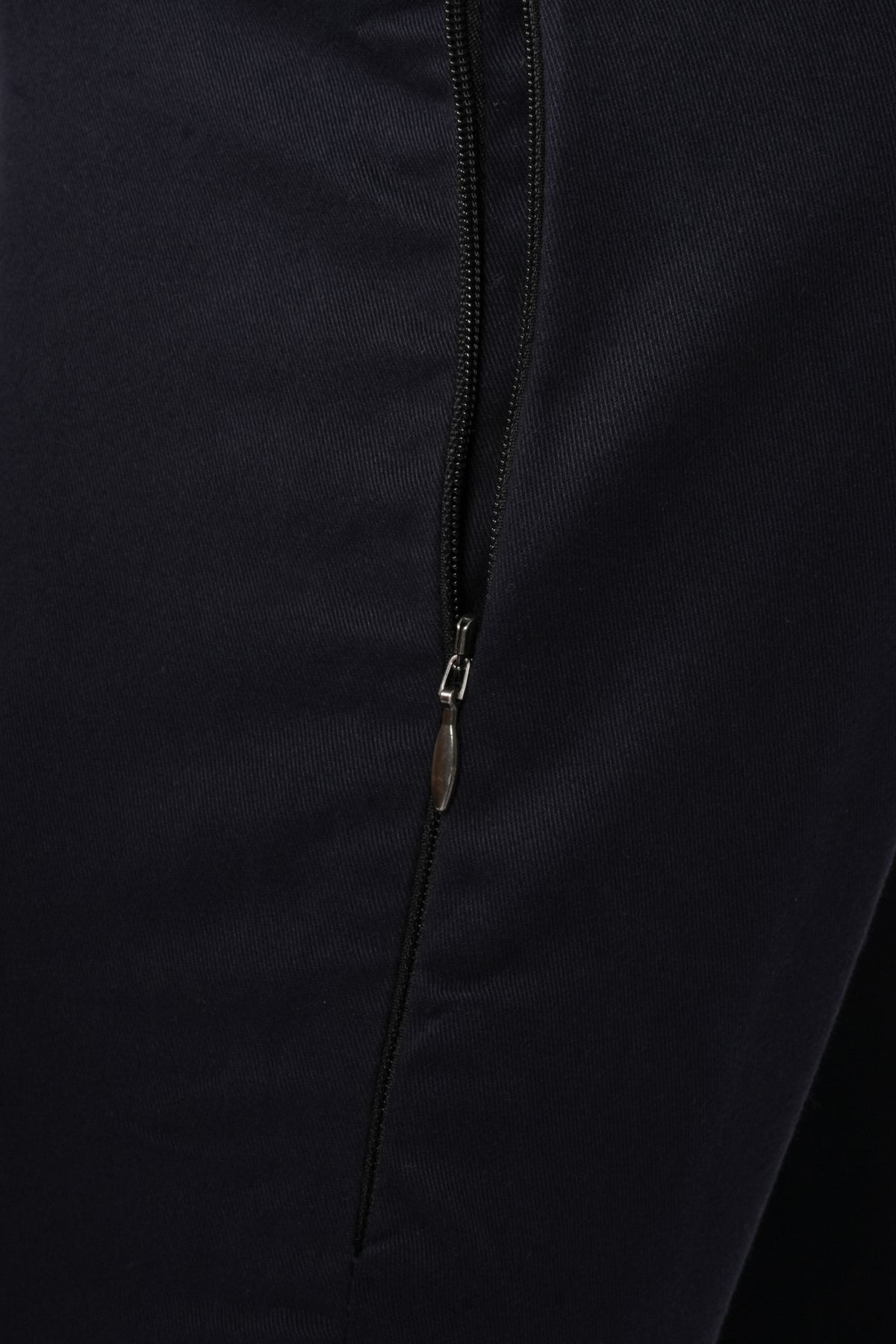 Eagle Leather Chino Mono-Layer Riding Pants in Blue, concealed leg zipper detail