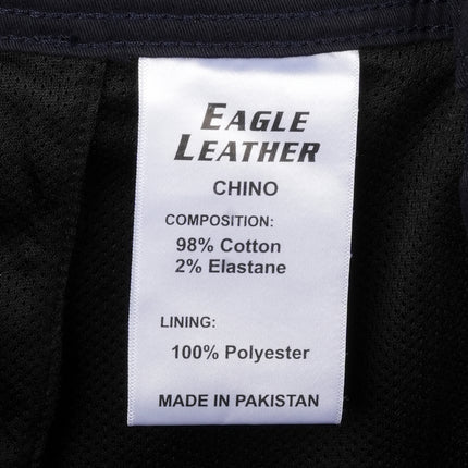 Eagle Leather Chino Mono-Layer Riding Pants in Blue, fabric composition label