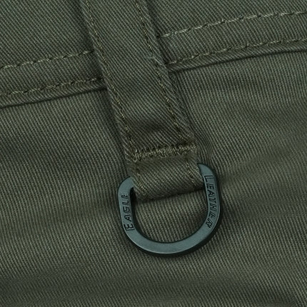 Eagle Leather Chino Mono-Layer Riding Pants in Khaki, waist belt loop and D-ring detail