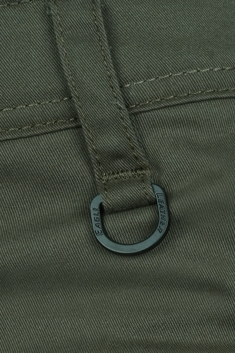 Eagle Leather Chino Mono-Layer Riding Pants in Khaki, waist belt loop and D-ring detail