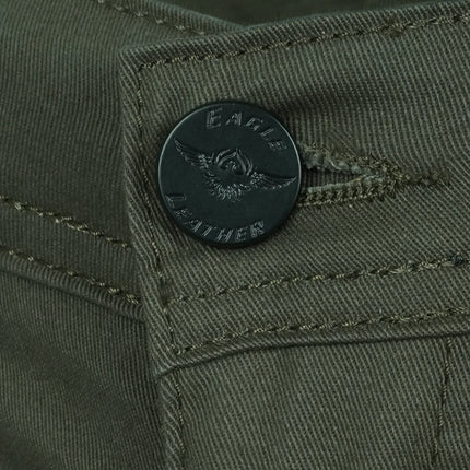 Eagle Leather Chino Mono-Layer Riding Pants in Khaki, branded waist button detail