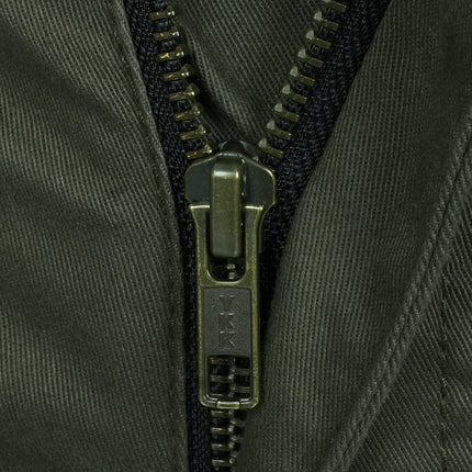 Eagle Leather Chino Mono-Layer Riding Pants in Khaki, zip-fly detail