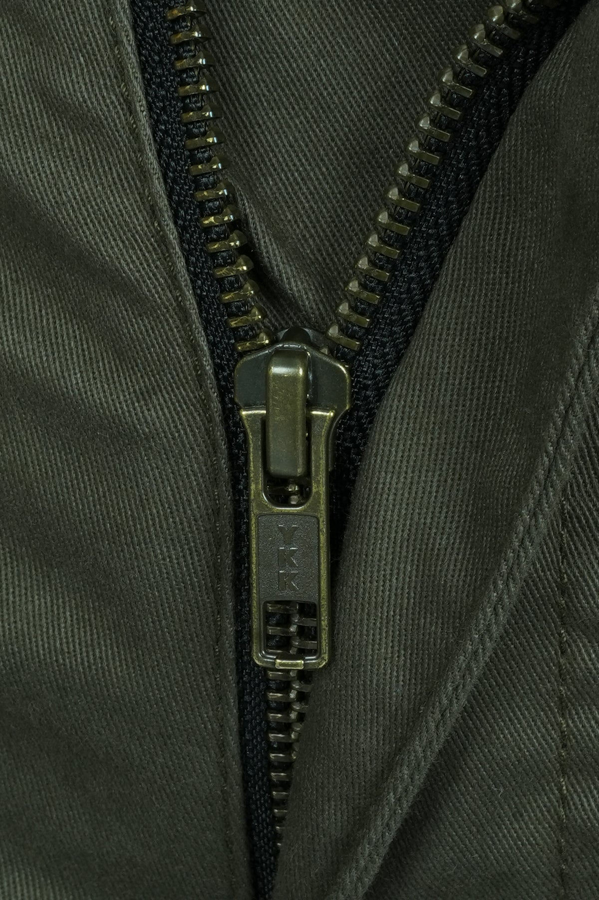 Eagle Leather Chino Mono-Layer Riding Pants in Khaki, zip-fly detail