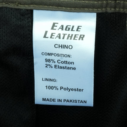 Eagle Leather Chino Mono-Layer Riding Pants in Khaki, fabric composition label