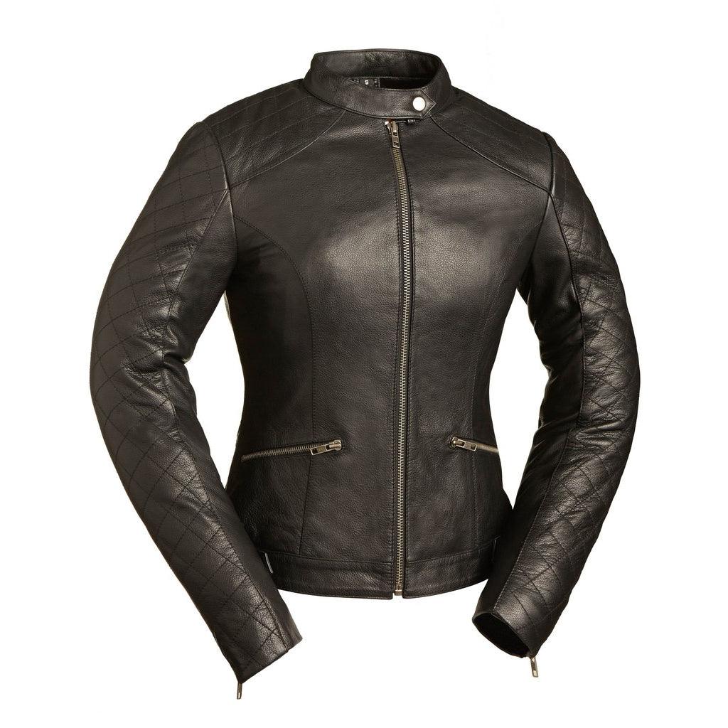Ladies Black Diamonds Jacket: Description
Black Diamonds
This ladies jacket displays a quilted detail on shoulder, back and a