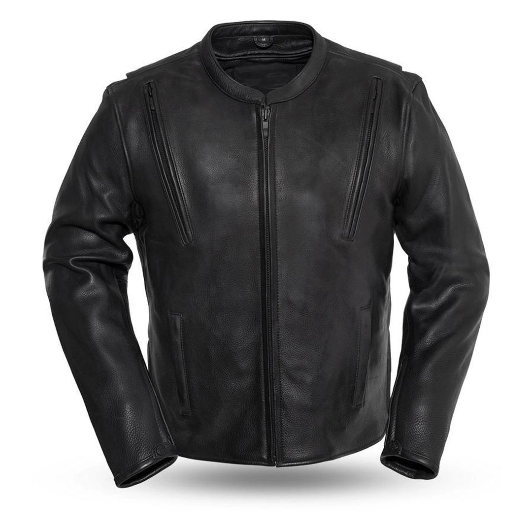 Black Quilted Leather Jacket | Mens Tall Cafe Racer In Europe