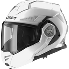 LS2 Advant X Solid modular helmet in gloss white, front three-quarter view with clear shield closed