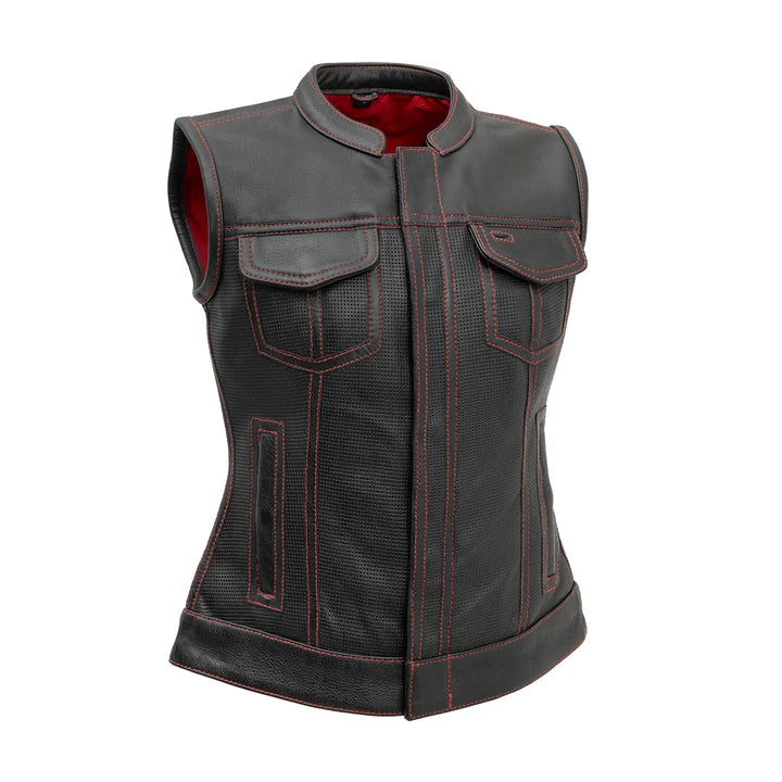 Perforated Jessica Cowhide Club Vest: This isn't your normal club style vest
