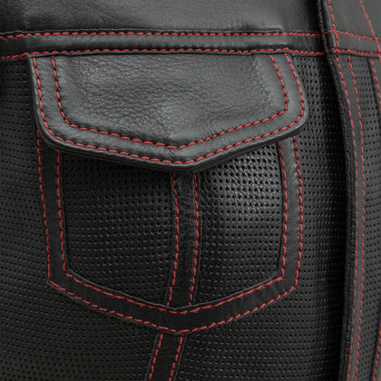Perforated Jessica Cowhide Club Vest: This isn't your normal club style vest