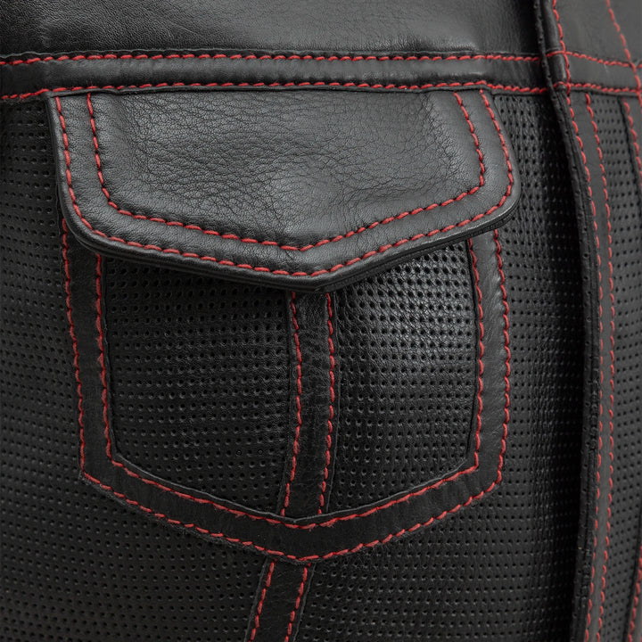 Perforated Jessica Cowhide Club Vest: This isn't your normal club style vest