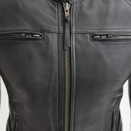 Ladies Supastar Leather Jacket: Description
Supastar - Women's Motorcycle Leather Jacket
Features:

Drum Dye Naked Cowhide Le