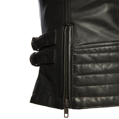 Ladies Speedy Jacket: Light aniline cowhide
Center zipper with snap down shirt collar and shoulder stitch detail
Chest pocket