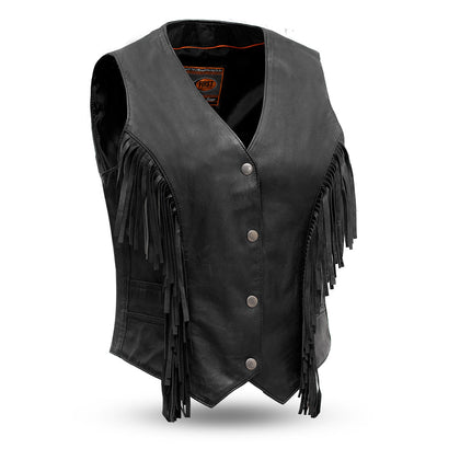 Eagle Apache Ladies Vest: The Apache is a lightweight, buttery soft Sheep leather vest, perfect for hot weather motorcycle ri