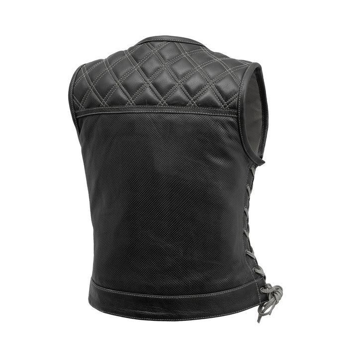 Ladies Perforated Bonnie Vest: The Bonnie has a shorter more traditional cut than our standard women's club vest