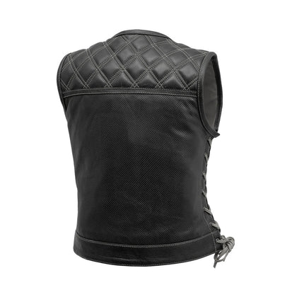 Ladies Perforated Bonnie Vest: The Bonnie has a shorter more traditional cut than our standard women's club vest
