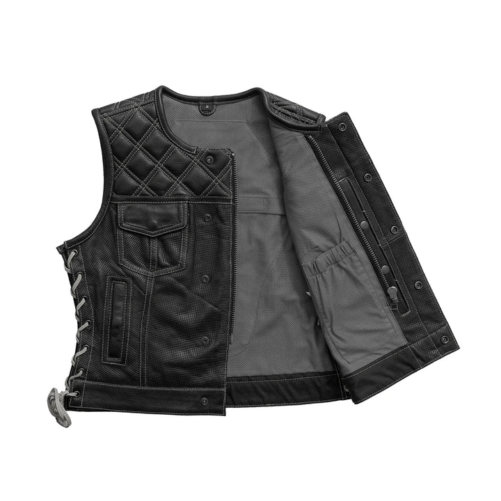 Ladies Perforated Bonnie Vest: The Bonnie has a shorter more traditional cut than our standard women's club vest