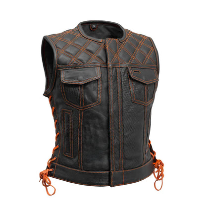 Ladies Perforated Bonnie Vest: The Bonnie has a shorter more traditional cut than our standard women's club vest
