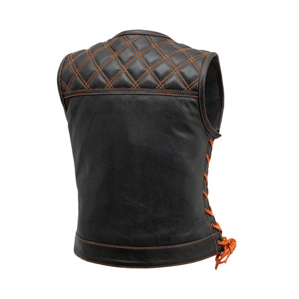 Ladies Perforated Bonnie Vest: The Bonnie has a shorter more traditional cut than our standard women's club vest