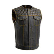 Men's Hornet Vest: Features:True to sizeClub style with roll-up collar, covered snaps and cropped center zipperHoney comb qui