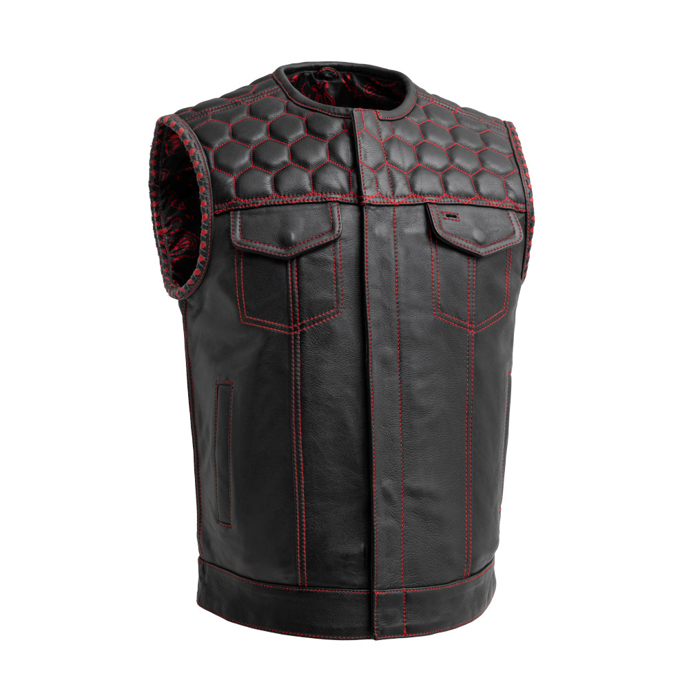 Men's Hornet Vest: Features:True to sizeClub style with roll-up collar, covered snaps and cropped center zipperHoney comb qui