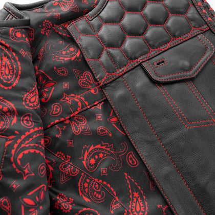 Men's Hornet Vest: Features:True to sizeClub style with roll-up collar, covered snaps and cropped center zipperHoney comb qui
