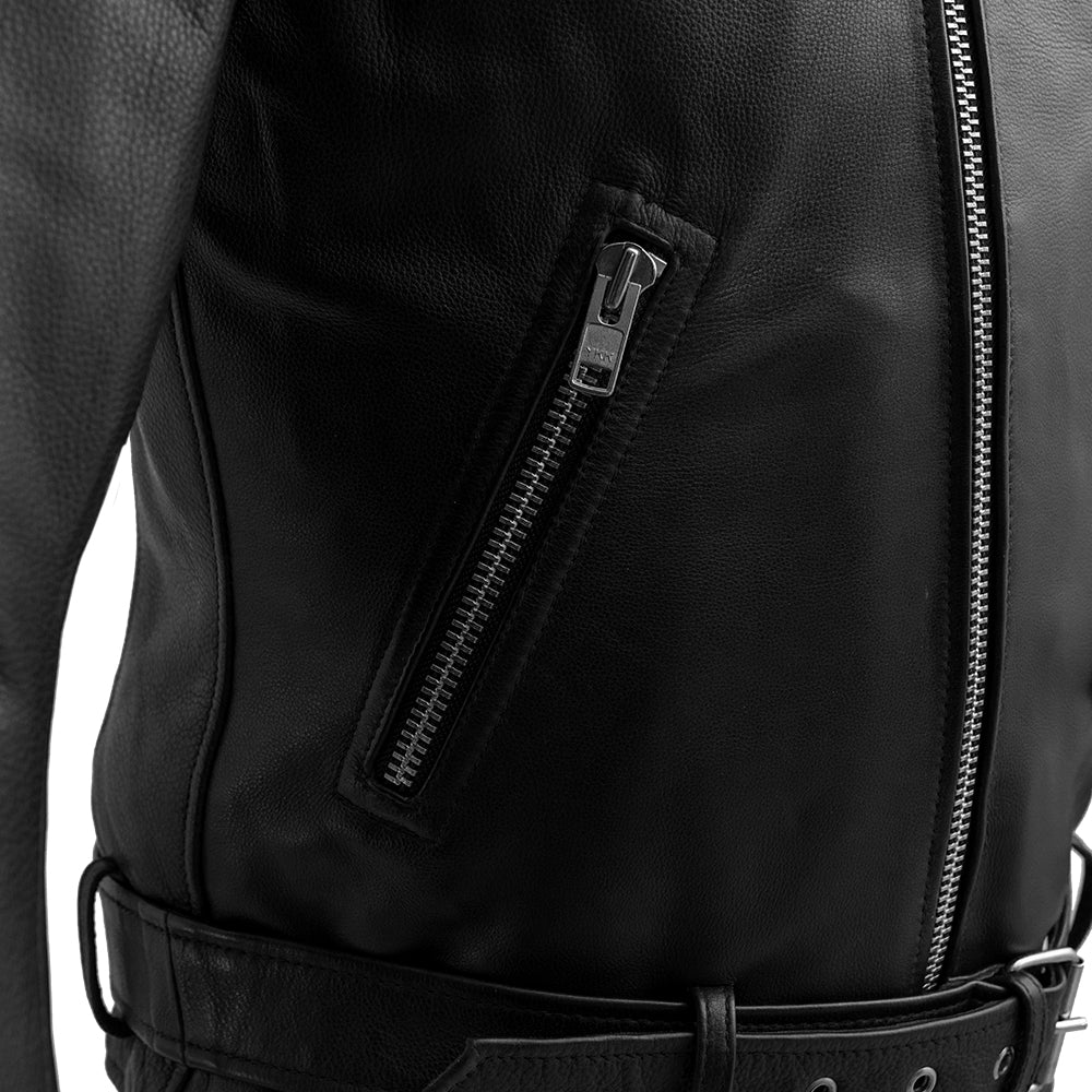 black leather backpack zippers like moto jacket Men's Analine MC Jacket Black
