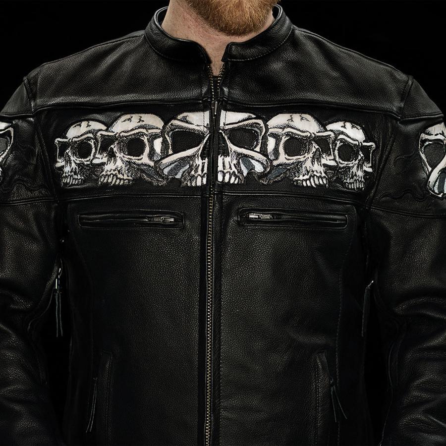Men's Savage Skulls Jacket: Features:

Soft Milled Cowhide 1
