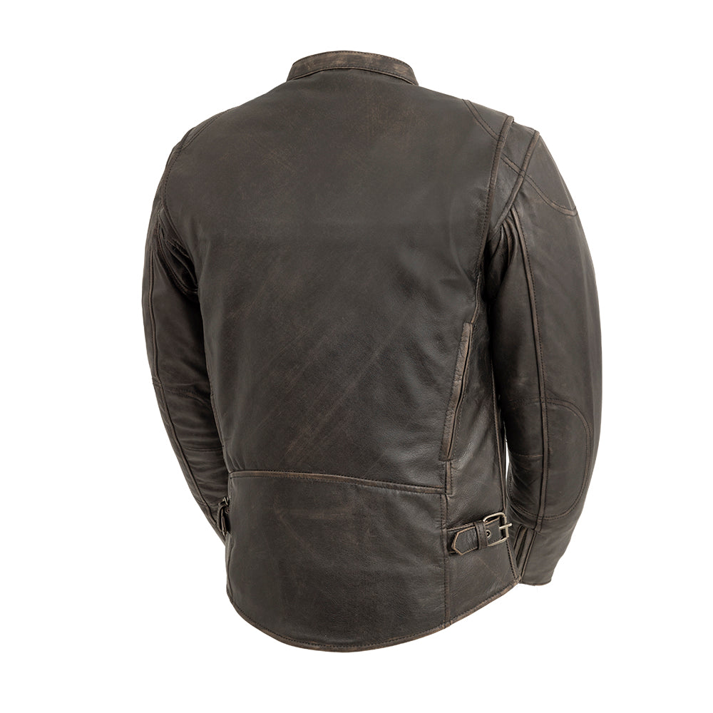 Additional view of the Eagle Leather Men's Indy jacket in brown showing zippered slash pockets and chest vents