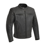 Eagle Leather Men's Top Performer jacket in 1.1-1.2 mm diamond cowhide, center-zip style with single-snap banded collar