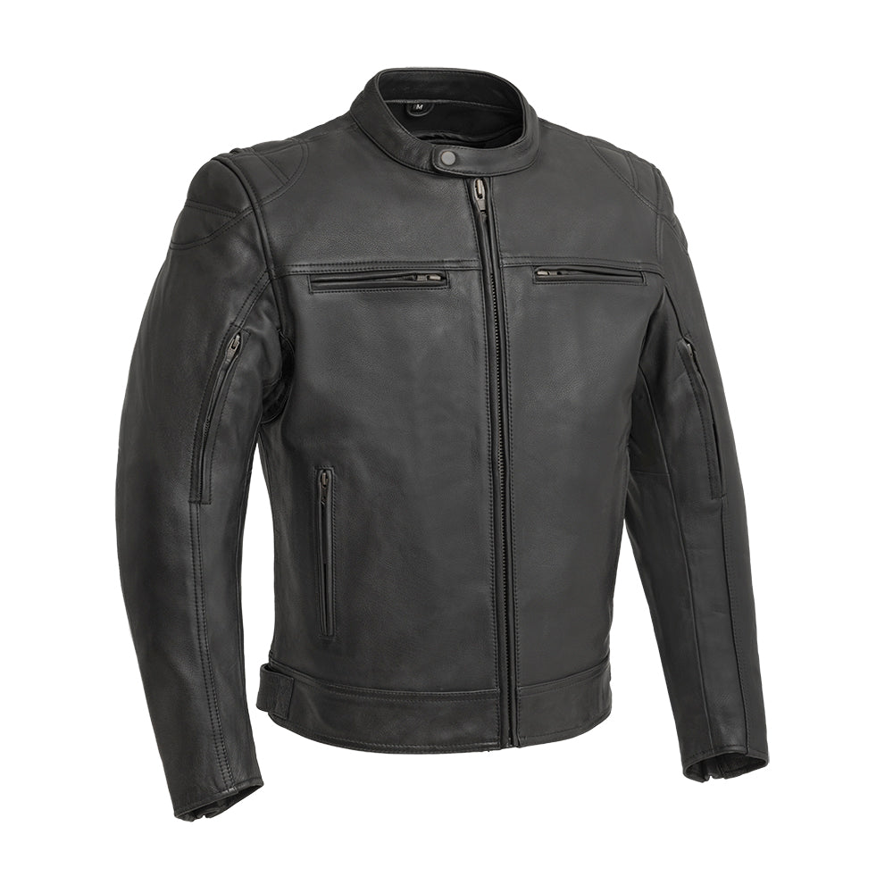 Eagle Leather Men's Top Performer jacket in 1.1-1.2 mm diamond cowhide, center-zip style with single-snap banded collar