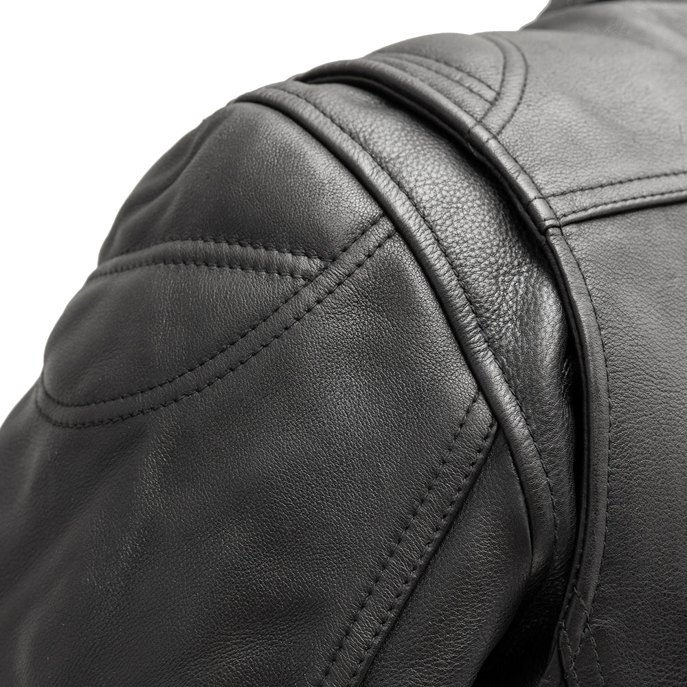 Additional view of the Eagle Leather Top Performer jacket showing zippered underarm vents and the action back