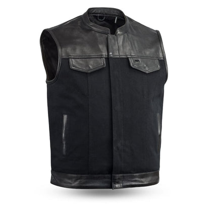 Eagle Leather Half Leather Half Canvas Vest: The Lowrider offers both function and comfort built of our ever popular 49/51 cl