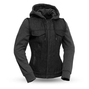 Ladies Essex Vest: The Essex is a Rough Neck Raw Denim vest with a removable sweatshirt, because who doesn't love versatility