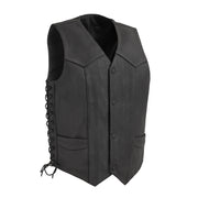 Deadwood Leather Vest: Deadwood Men's Motorcycle Western Style Leather Vest
PRODUCT OVERVIEW:
The Deadwood Leather Vest, from