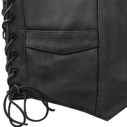 Deadwood Leather Vest: Deadwood Men's Motorcycle Western Style Leather Vest
PRODUCT OVERVIEW:
The Deadwood Leather Vest, from