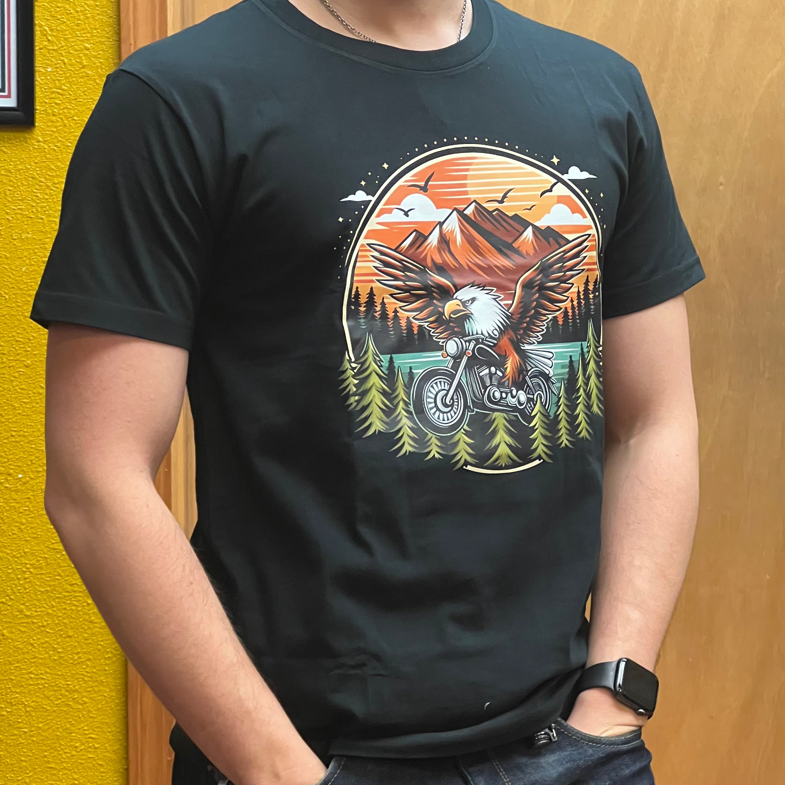 Wheelie Eagle Shirt: Embrace the vibes of the Pacific Northwest with our Wheelie Eagle Shirt