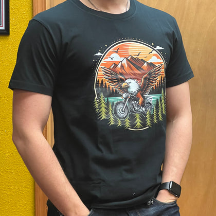 Wheelie Eagle Shirt: Embrace the vibes of the Pacific Northwest with our Wheelie Eagle Shirt
