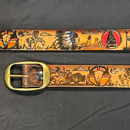 Belt Painted Indian Scene