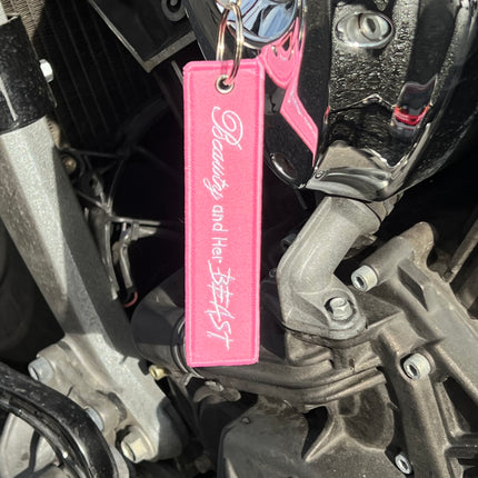 Motorcycle Key Chain - Beauty And Her Beast Pink