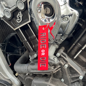 Motorcycle Key Chain - Ride Or Die Red: Dimensions: 4