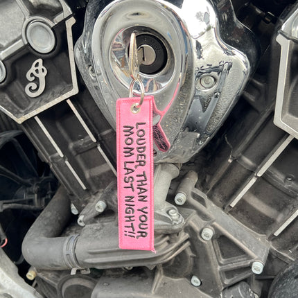 Motorcycle Key Chain - Louder Than Your Mom Pink