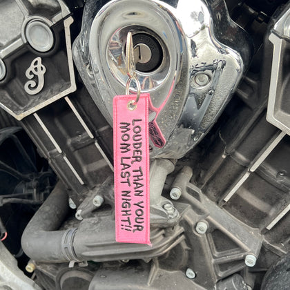 Motorcycle Key Chain - Louder Than Your Mom Pink: Dimensions: 4