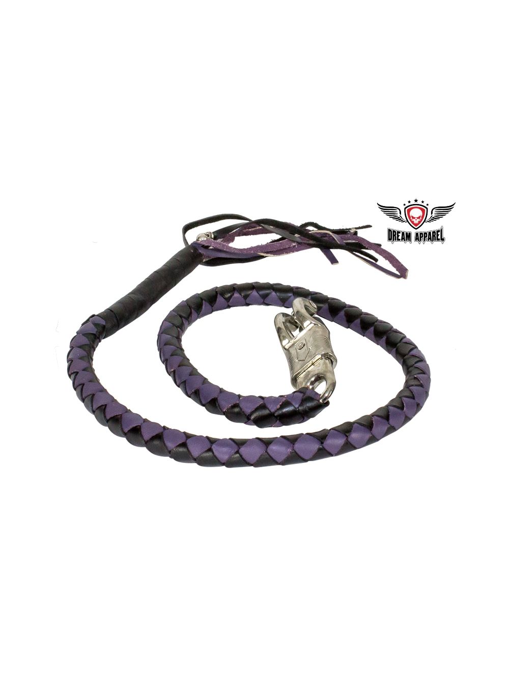 Bet Back Whip Black/Purple: Genuine, hand-braided leather around a nylon core
Solid, stainless steel heavy duty quick-release