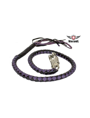 Bet Back Whip Black/Purple: Genuine, hand-braided leather around a nylon core
Solid, stainless steel heavy duty quick-release