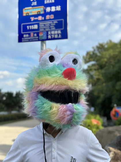 Helmet Cover - Rainbow Mop Head: Add some fun to your gear with our Helmet Cover - Rainbow Mop Head! Make a statement and exp