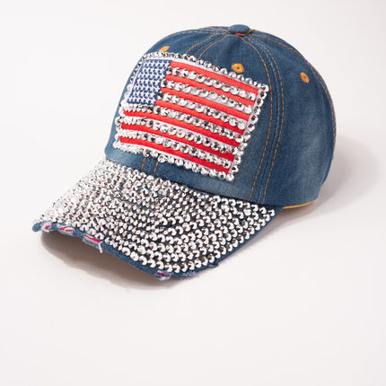 Denim Cap Bling USA Flag