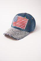 Denim Cap Bling USA Flag: Show off your patriot pride with this USA Flag denim cap