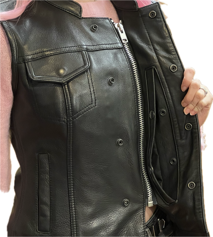Ladies Dot Leather Club Vest